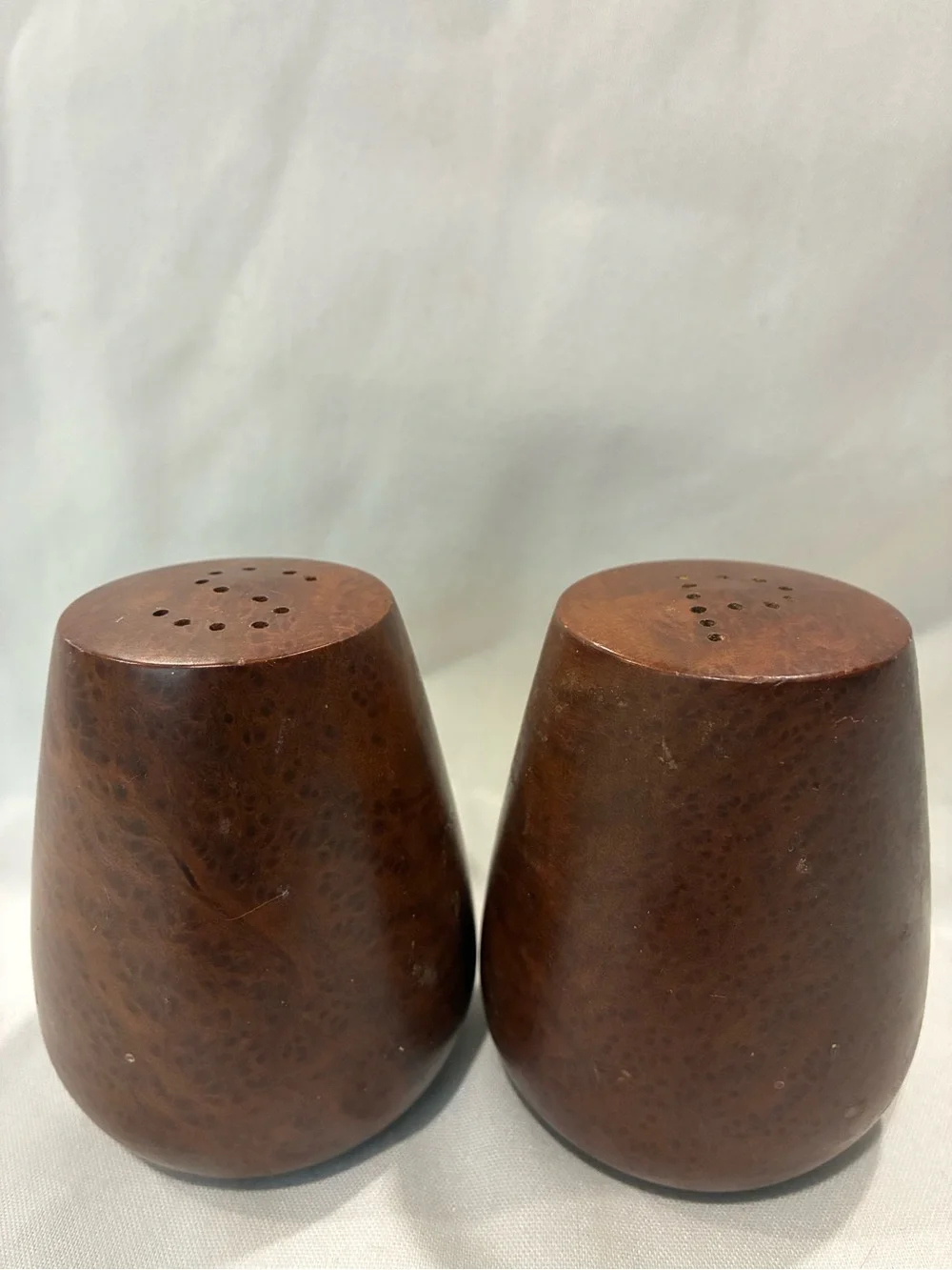 Wooden Salt/Pepper Shakers Mid Century Modern Classic Round Redwood Shakers